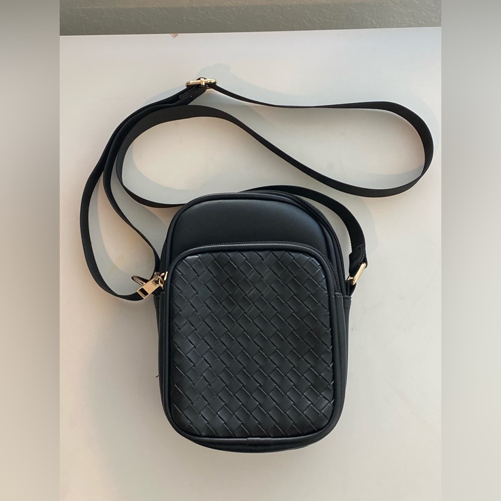 LD.   Black Woven Crossbody Bag